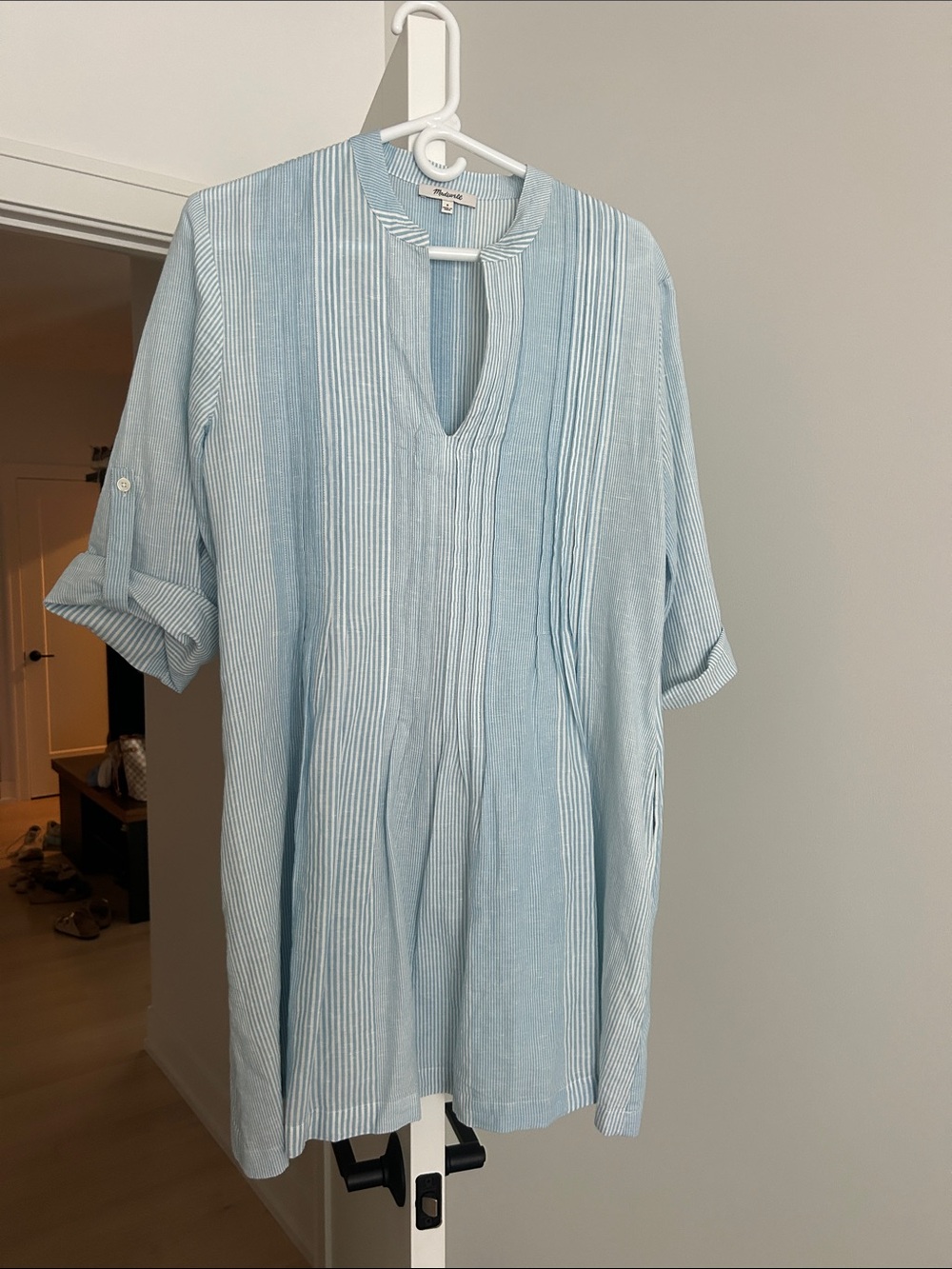 Madewell Light Blue Striped Women's V-Neck Tunic Top- worn once